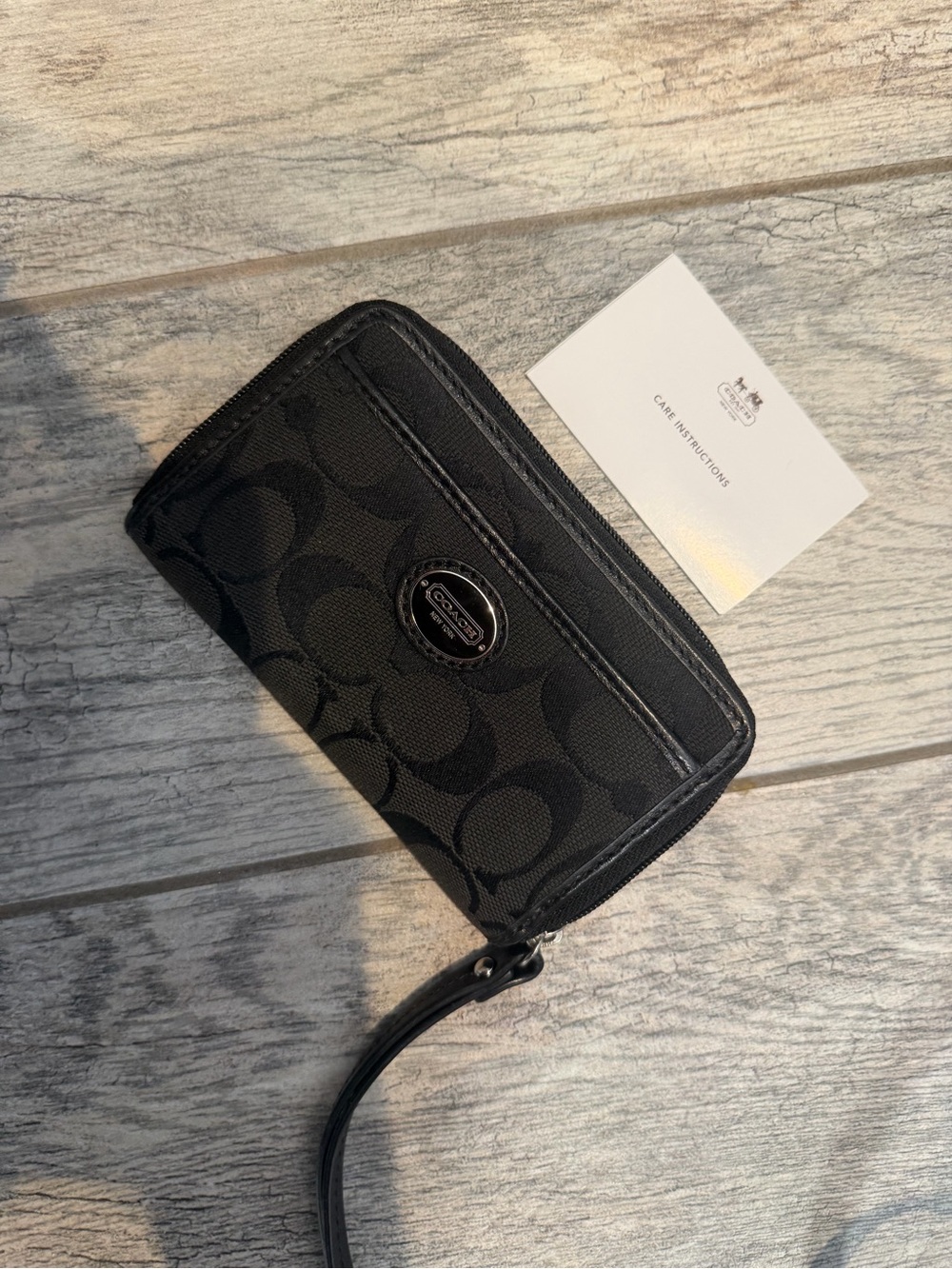 Coach Black Signature Canvas Wristlet Card Holder